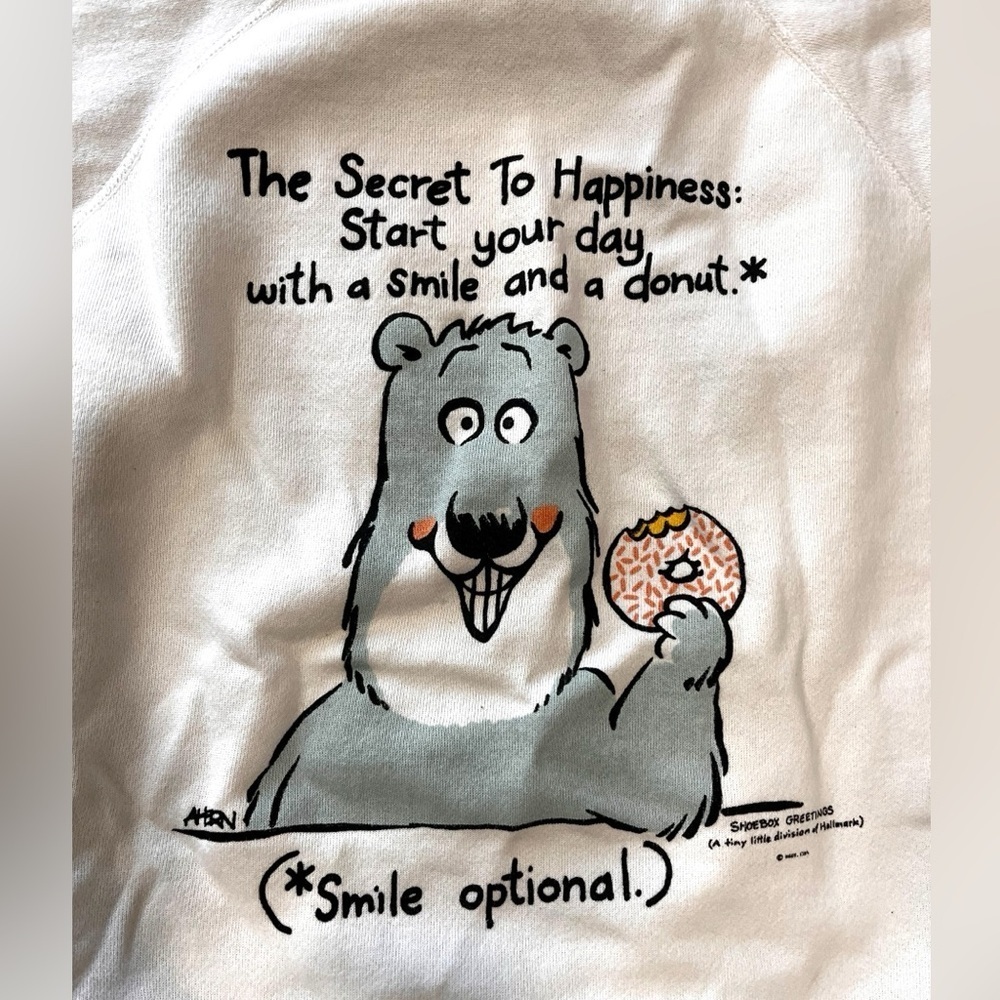 Casual shoebox happiness & donuts Grannycore 90s Novelty sweatshirt Cabincore-L - Picture 2 of 6